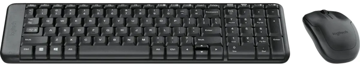 Combo de teclado y ratón inalámbrico de diseño minimalista para un setup libre de cables.